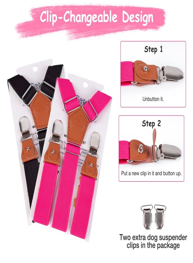Pet Soft Dog Suspenders 2 Pieces Female Dog Diaper Suspenders For Dogs Diaper Keeper Suspender For Dog Skirt, Dog Dress (Black & Pink, S/Medium) - Image 3